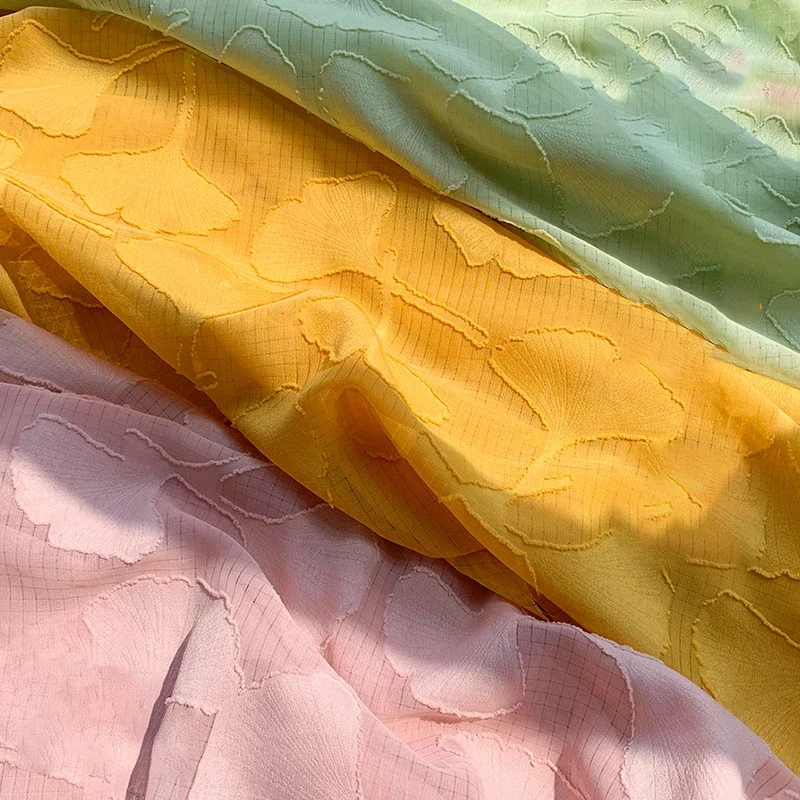Chiffon Cut Flower Plaid Fabric Ginkgo Leaf Jacquard Dyed Fabric for Girls Summer Shirt Dress Diy Sewing
Chiffon Cut Flower Plaid Fabric Ginkgo Leaf Jacquard Dyed Fabric for Girls Summer Shirt Dress Diy Sewing
