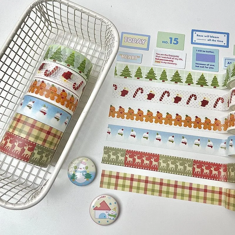 6 шт./лот, набор рождественских декоративных лент, милый мультфильм, креативная лента Васи, школьные канцелярские принадлежности
6 шт./лот, набор рождественских декоративных лент, милый мультфильм, креативная лента Васи, школьные канцелярские принадлежности