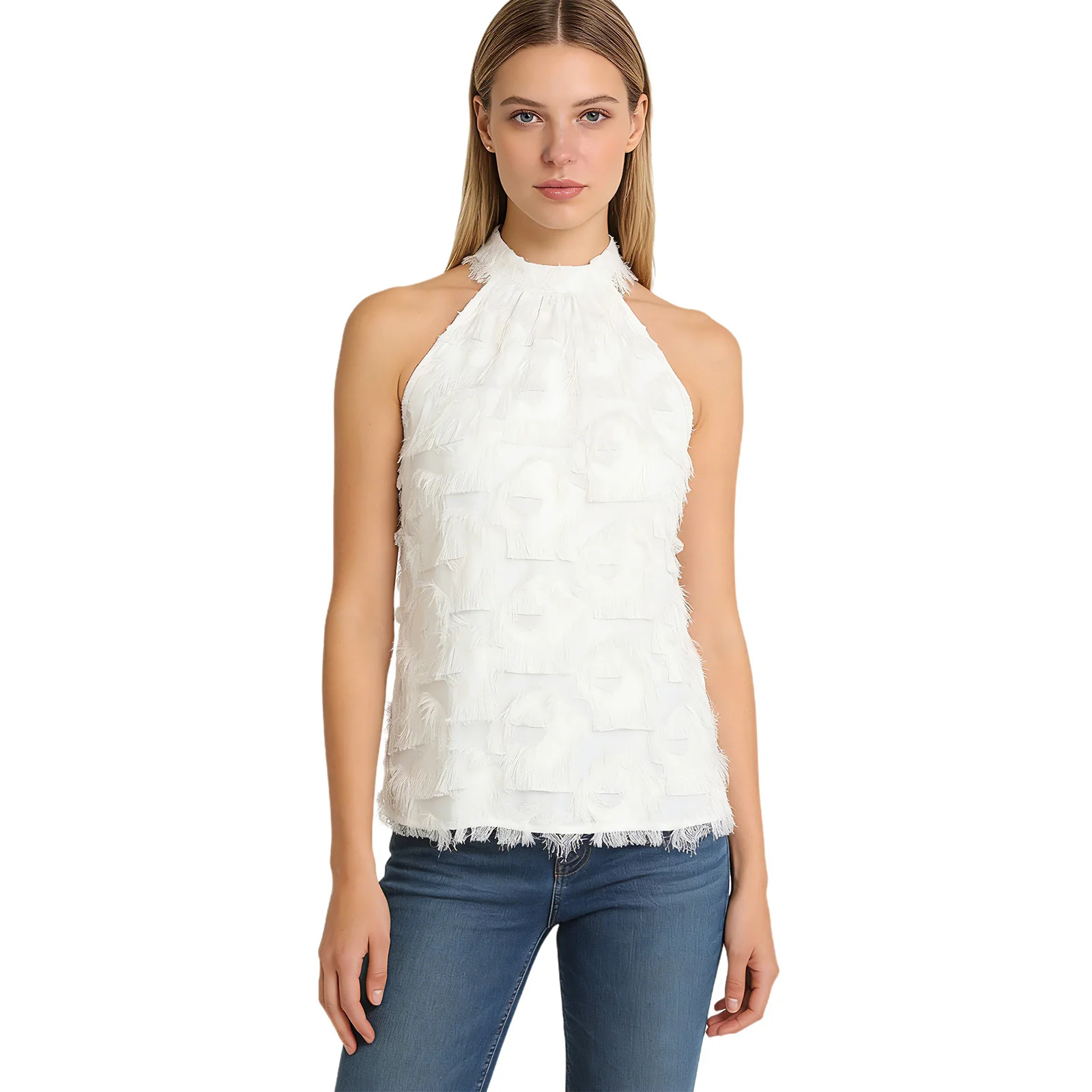 Women Fringe Layered Tassel Fuzzy Detail Tank Top Halter Sleeveless Blouse Stylish Streetwear Clubwear for Daily Casual Party
Women Fringe Layered Tassel Fuzzy Detail Tank Top Halter Sleeveless Blouse Stylish Streetwear Clubwear for Daily Casual Party