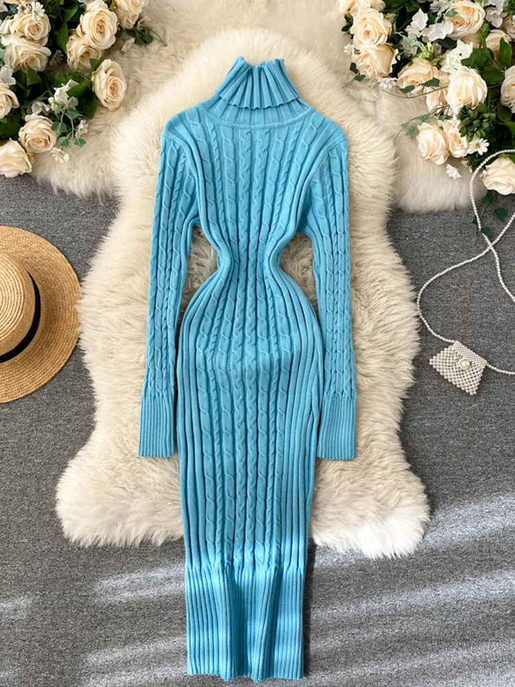 YuooMuoo Chic Fashion Turtleneck Sexy Wrap Hips Knitted Dresses Women 2023 Autumn Winter Long Sleeve Split Bodycon Sweater Dress
YuooMuoo Chic Fashion Turtleneck Sexy Wrap Hips Knitted Dresses Women 2023 Autumn Winter Long Sleeve Split Bodycon Sweater Dress