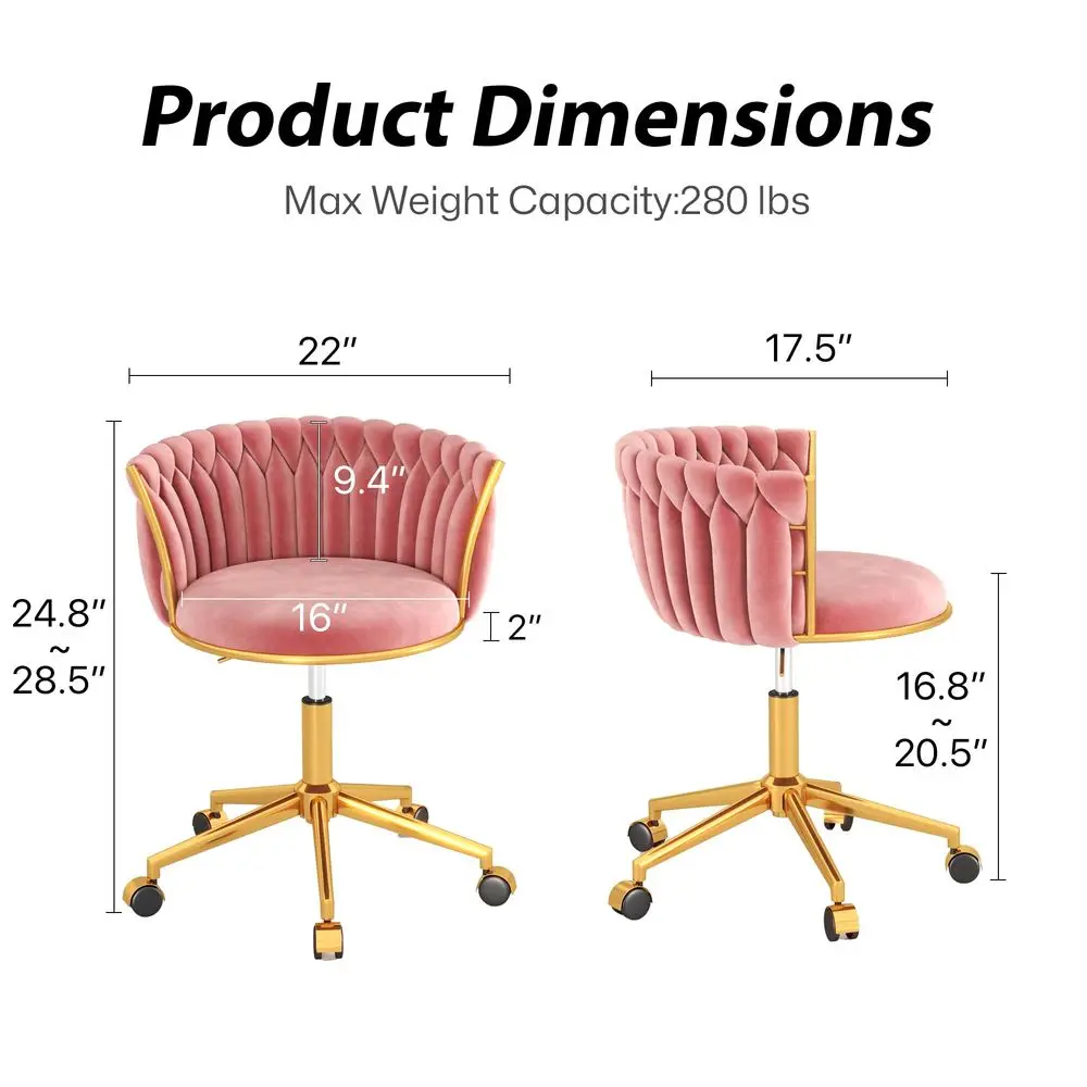 Woven Home Office Chair, Modern Swivel Desk Chair with Wheels, Height Adjustable Vanity Chair with Gold Metal Base and Hand Wea
Woven Home Office Chair, Modern Swivel Desk Chair with Wheels, Height Adjustable Vanity Chair with Gold Metal Base and Hand Wea