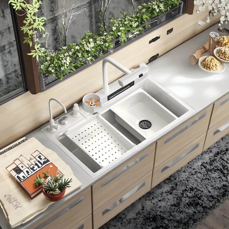 White Black Honeycomb Digital Display Kitchen Sink With 304 Stainless Steel Pull Out Faucet Oil Resistance Scratch Resistance
White Black Honeycomb Digital Display Kitchen Sink With 304 Stainless Steel Pull Out Faucet Oil Resistance Scratch Resistance