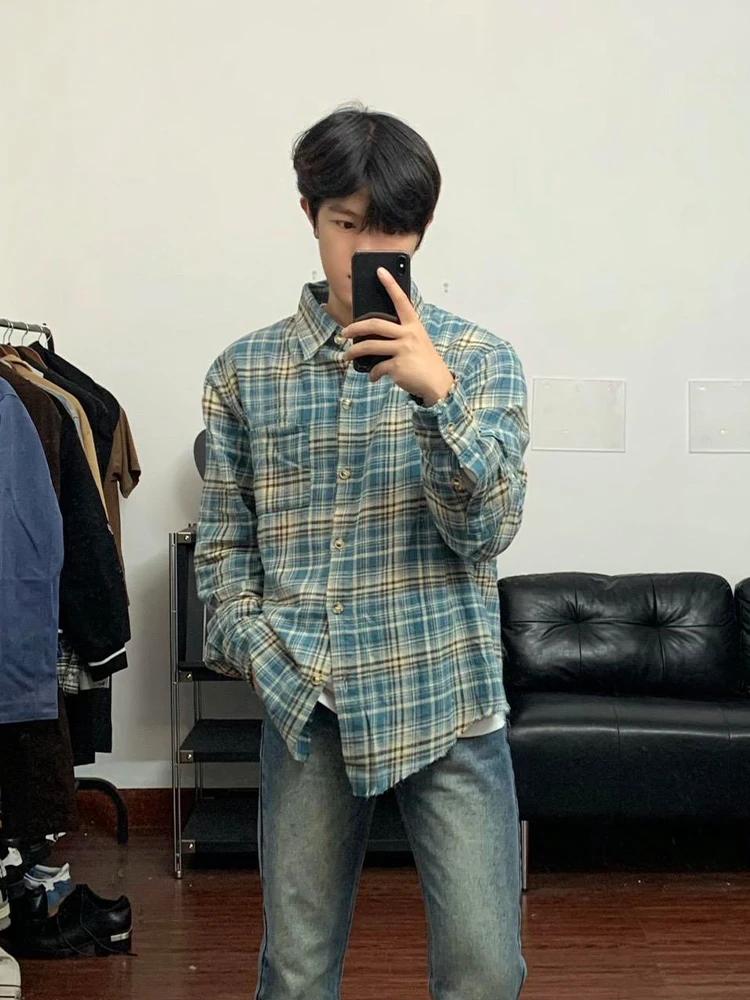 Blue Plaid Long Sve irt for Men Autumn Spring Trendy Outerwear Casual Loose Fit Polyester Cotton Blend Moisture ng
Blue Plaid Long Sve irt for Men Autumn Spring Trendy Outerwear Casual Loose Fit Polyester Cotton Blend Moisture ng