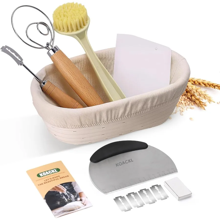 Набор Sourdough ter10, овальный баннет, принадлежности для выпечки хлеба с заточкой хлеба, скребки Lame, венчик для теста, кислое тесто Brea 
Набор Sourdough ter10, овальный баннет, принадлежности для выпечки хлеба с заточкой хлеба, скребки Lame, венчик для теста, кислое тесто Brea