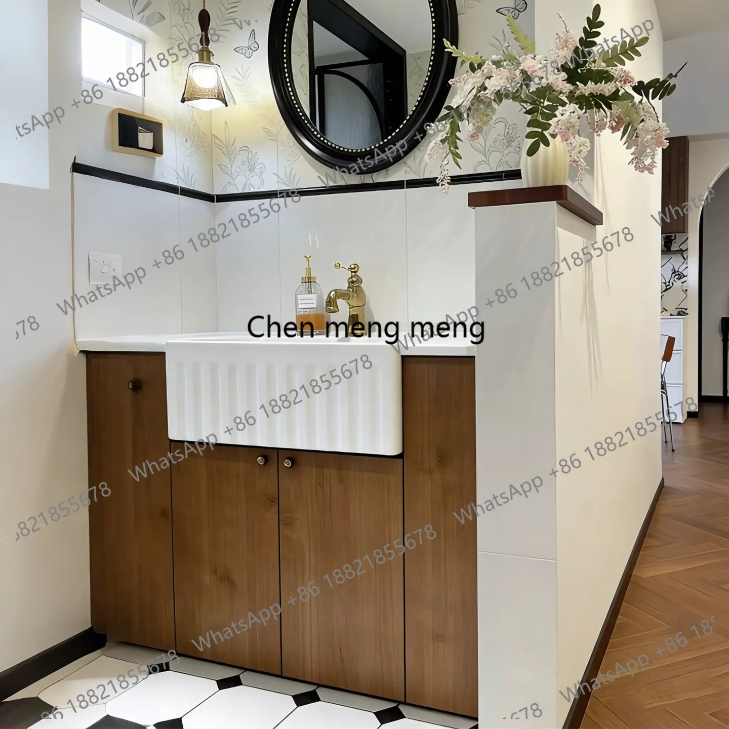 Log wind bathroom cabinet, rock slab ceramic under the counter basin, bathroom floor washing table
Log wind bathroom cabinet, rock slab ceramic under the counter basin, bathroom floor washing table