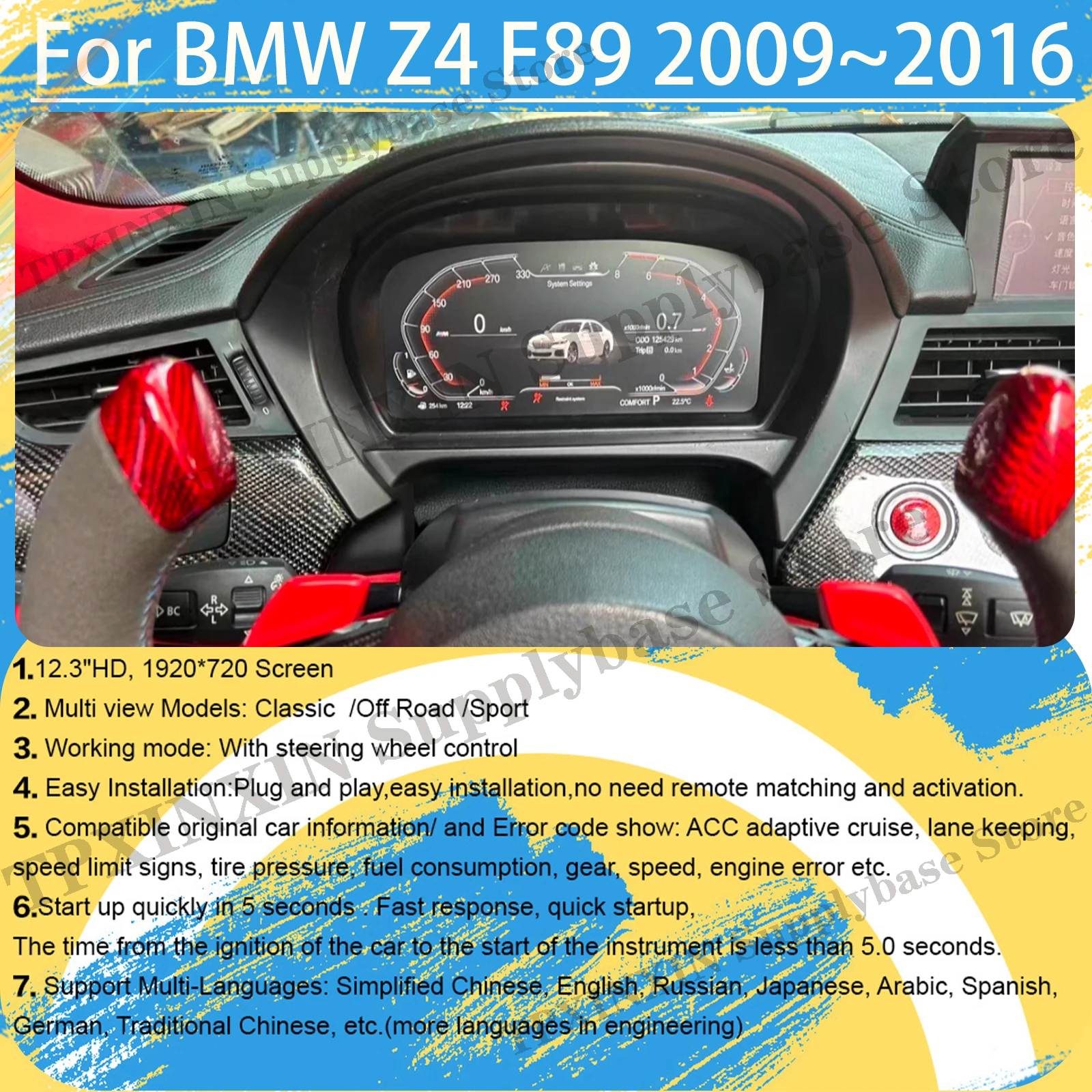 12.3‘’ upgradation For Bmw Z4 E89 Digital Cluster 2009 2010 2011 2012 2013 2014 2015 2016 Android Car LCD Dashboard Instrument
12.3‘’ upgradation For Bmw Z4 E89 Digital Cluster 2009 2010 2011 2012 2013 2014 2015 2016 Android Car LCD Dashboard Instrument
