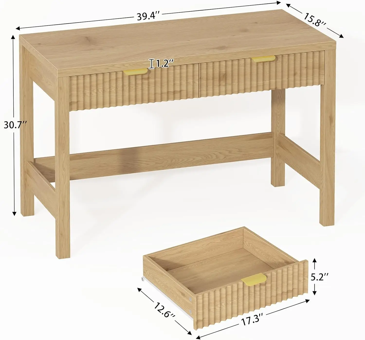 Fluted Computer Desk with 2 Drawers, 39 Inch Small Computer Desk with Storage, Compact Writing Study Desk for Small Spaces
Fluted Computer Desk with 2 Drawers, 39 Inch Small Computer Desk with Storage, Compact Writing Study Desk for Small Spaces