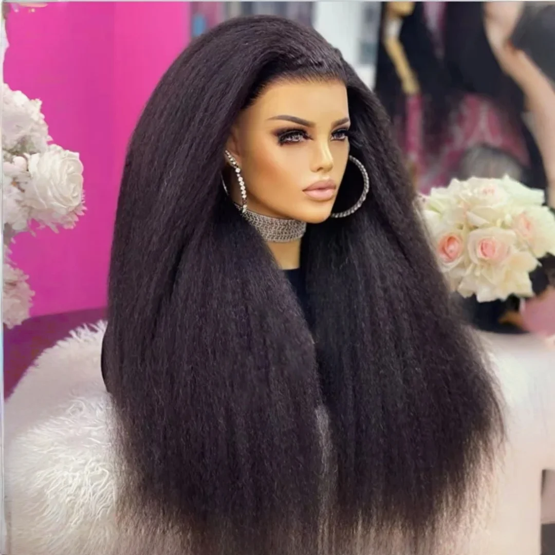 Yaki Черный 180 Плотность 26 дюймов Длинный Бесклеевой Кудрявый Прямой Глубокий Парик Фронта Шнурка Для Женщин С Детскими Волосами Предварительно Сорванные Ежедневно 
Yaki Черный 180 Плотность 26 дюймов Длинный Бесклеевой Кудрявый Прямой Глубокий Парик Фронта Шнурка Для Женщин С Детскими Волосами Предварительно Сорванные Ежедневно