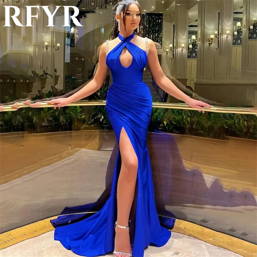 RFYR Navy Blue Halter Evening Dress for Party Spaghetti Strap Sleeveless Pleats Mermaid Prom Gowns Celebrity Dresses Customized
RFYR Navy Blue Halter Evening Dress for Party Spaghetti Strap Sleeveless Pleats Mermaid Prom Gowns Celebrity Dresses Customized