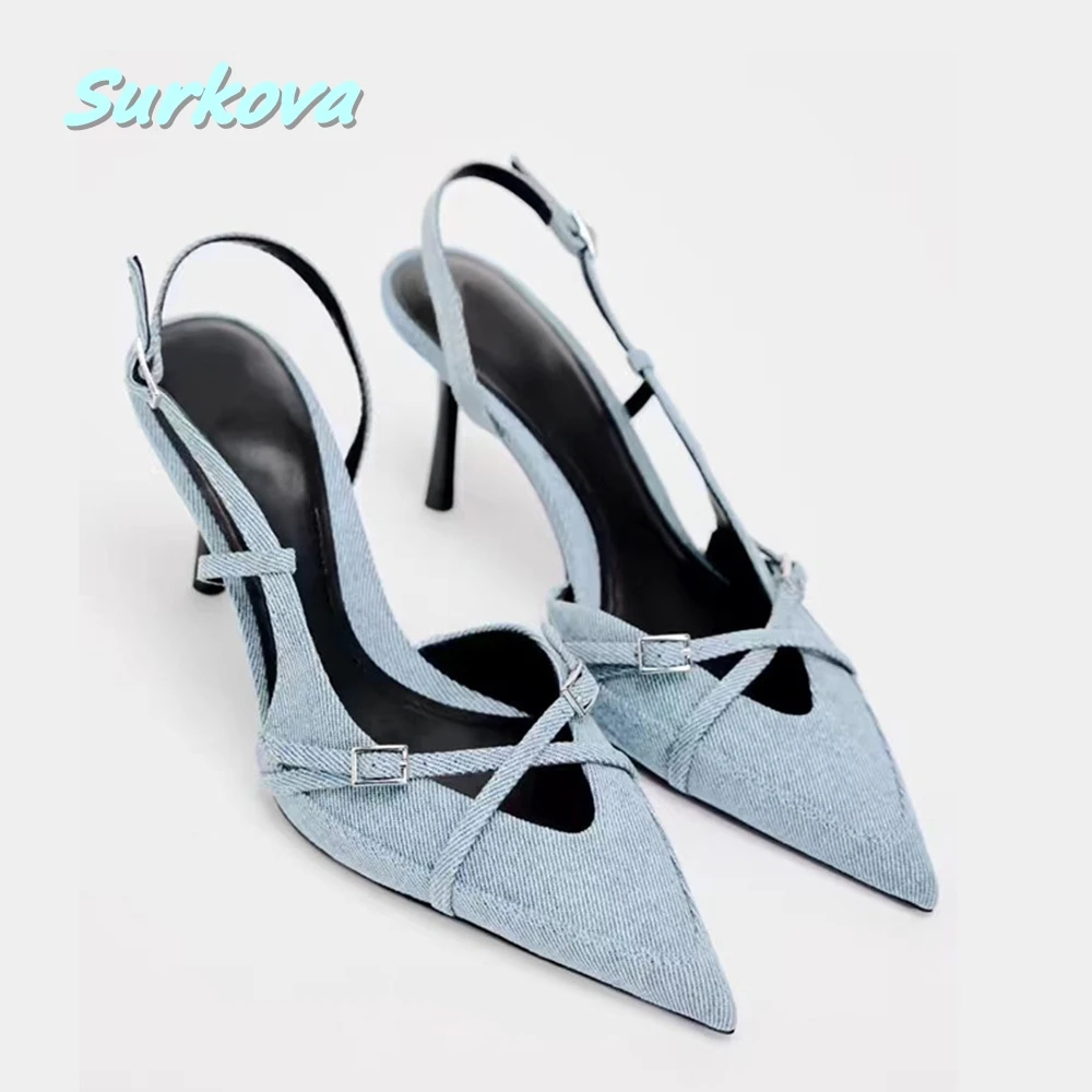 Blue Denim Stiletto Solid Sandals Thin High Heel New Arrival Summer Pointed Toe Fashion Sexy Women Party Fashion Dress Shoes
Blue Denim Stiletto Solid Sandals Thin High Heel New Arrival Summer Pointed Toe Fashion Sexy Women Party Fashion Dress Shoes