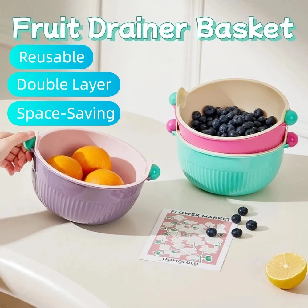 Double Layer Fruit Drainer Basket Set Round Space-Saving Vegetable Washing Basin Large Capacity Reusable Kitchen Fruit Basket
Double Layer Fruit Drainer Basket Set Round Space-Saving Vegetable Washing Basin Large Capacity Reusable Kitchen Fruit Basket