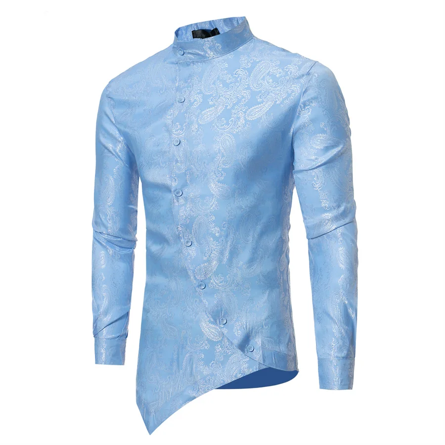 Irregularly Design Men Casual Jacquard Shirts Stylish Long Sleeve Steampunk Shirt Men's Party Nightclub Stand Collar Tops Male
Irregularly Design Men Casual Jacquard Shirts Stylish Long Sleeve Steampunk Shirt Men's Party Nightclub Stand Collar Tops Male