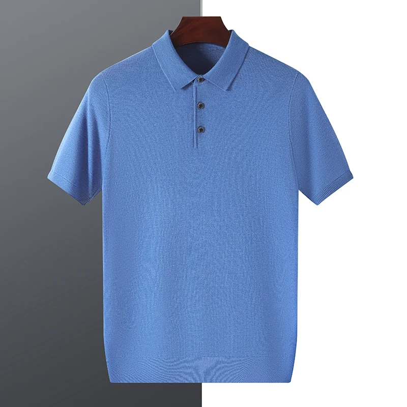 Men'S Short-Sleeved Summer Thin Wool T-Shirt With POLO Collar Made Of Mulberry Silk Solid Color Casual Knitted Pullover
Men'S Short-Sleeved Summer Thin Wool T-Shirt With POLO Collar Made Of Mulberry Silk Solid Color Casual Knitted Pullover
