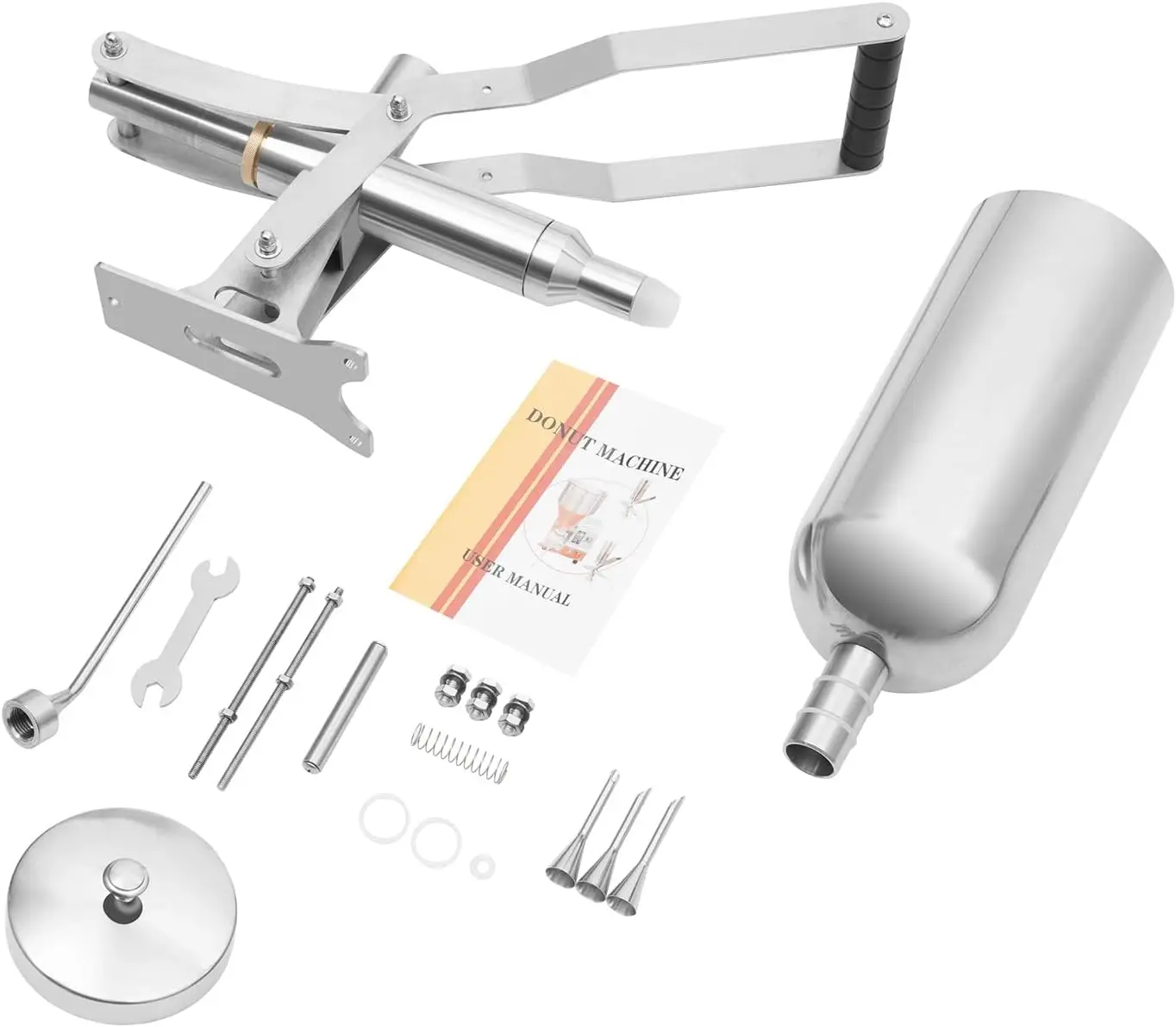 Manual Donut Filling Machine for Cream & Jam, 5L Stainless Steel Pastry Filler with 4 Nozzles, Silver Bakery Dessert Tool
Manual Donut Filling Machine for Cream & Jam, 5L Stainless Steel Pastry Filler with 4 Nozzles, Silver Bakery Dessert Tool