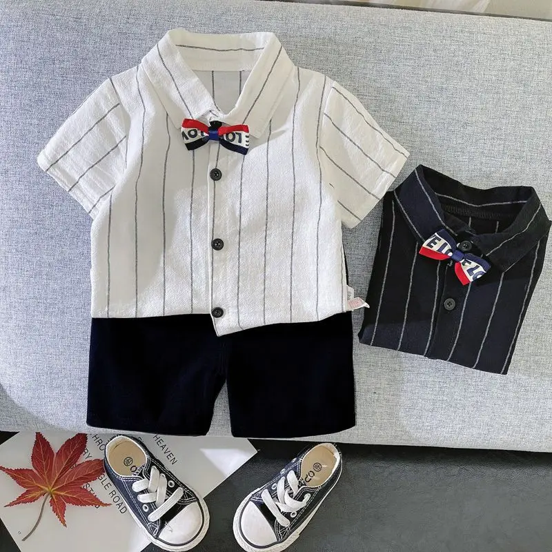 Kids Clothes Short Sleeve Striped Boys 2023 Summer Fashion Casual Korean Version Lapel Spliced Bow Single-breasted Shirt Sets
Kids Clothes Short Sleeve Striped Boys 2023 Summer Fashion Casual Korean Version Lapel Spliced Bow Single-breasted Shirt Sets