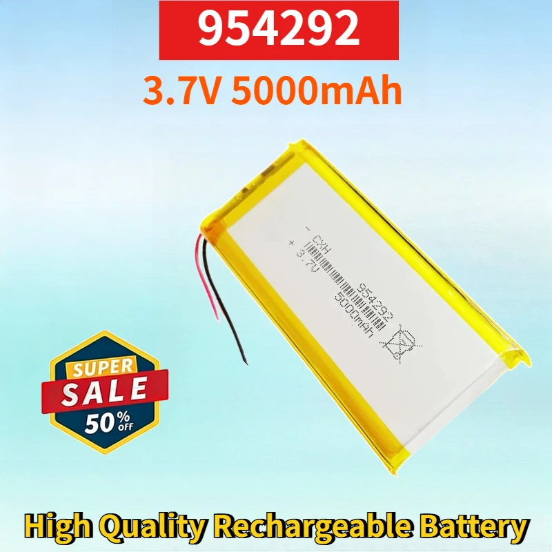954292 3.7V 5000mAh Li-polymer Battery for Mobile Power Solar Powered Lamp Portable Power Bank High Quality Rechargeable Battery
954292 3.7V 5000mAh Li-polymer Battery for Mobile Power Solar Powered Lamp Portable Power Bank High Quality Rechargeable Battery