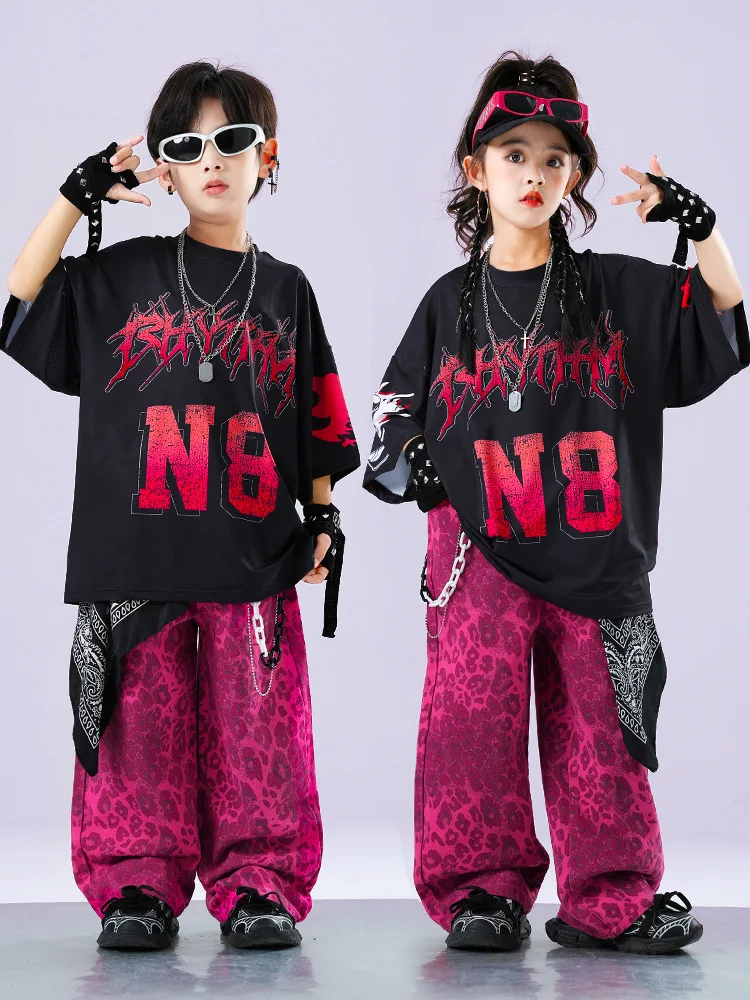 Kid Kpop Hip Hop Clothing Black Letters T Shirt Pink Leopard Print Casual Baggy Pants for Girl Boy Jazz Dance Costumes Clothes
Kid Kpop Hip Hop Clothing Black Letters T Shirt Pink Leopard Print Casual Baggy Pants for Girl Boy Jazz Dance Costumes Clothes