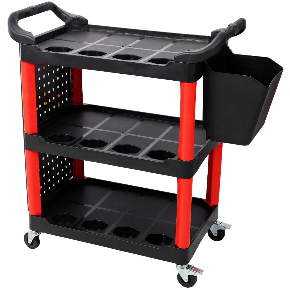 3 Tier Rolling Auto Detail Cart With Wheels,Bucket,Panel&Hook for Garage/Workshop/Repair Shop Red&Black
3 Tier Rolling Auto Detail Cart With Wheels,Bucket,Panel&Hook for Garage/Workshop/Repair Shop Red&Black