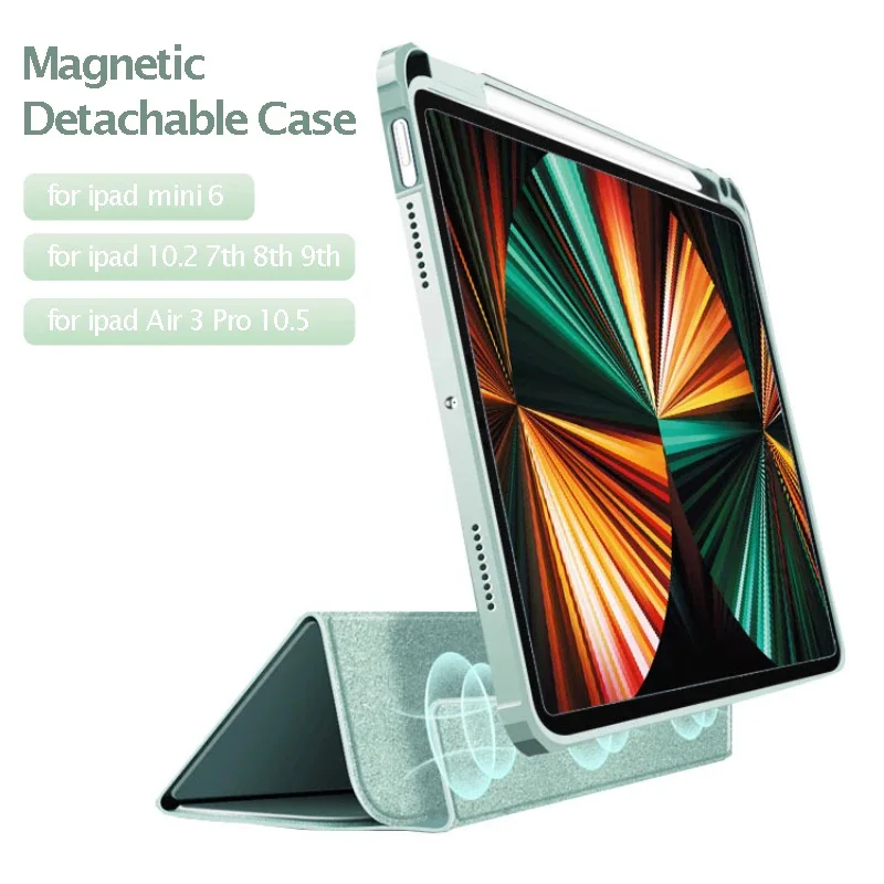 Съемный магнитный чехол для iPad 10,2, 7, 8, 9, 10,5 Air 3, складной смарт-чехол с гнездом для карандаша для iPad Mini 6, чехол
Съемный магнитный чехол для iPad 10,2, 7, 8, 9, 10,5 Air 3, складной смарт-чехол с гнездом для карандаша для iPad Mini 6, чехол