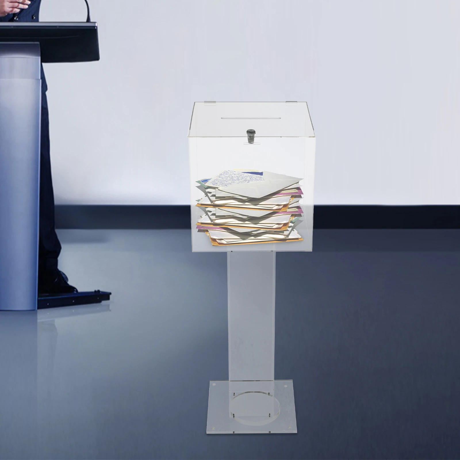 Clear Ballot Box W/ Lock & Keys High-quality & Durable Visible Design for Restaurants, Companies Free-standing Acrylic
Clear Ballot Box W/ Lock & Keys High-quality & Durable Visible Design for Restaurants, Companies Free-standing Acrylic