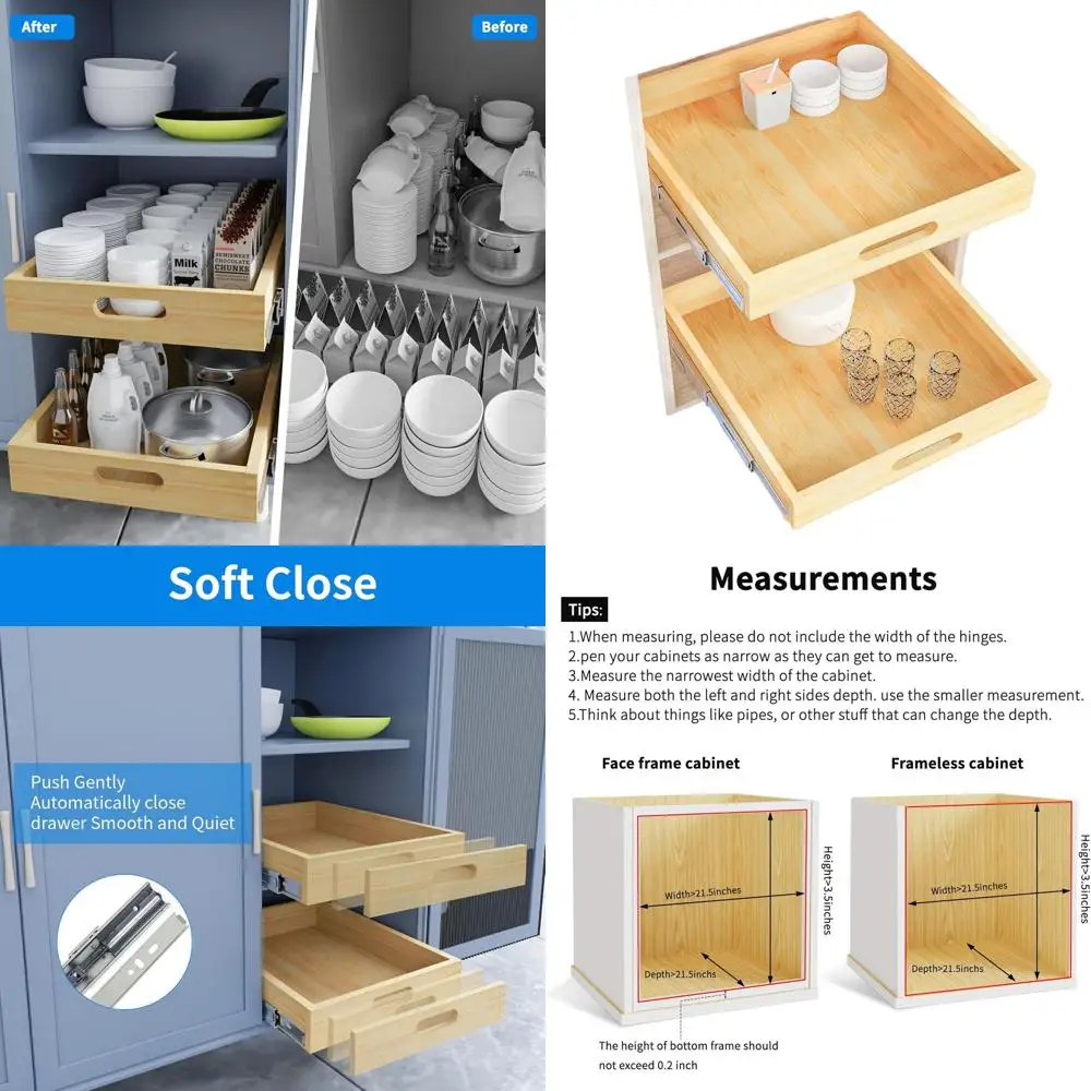 Выдвижная деревянная полка для хранения, 21 дюйм в ширину и 21 дюйм в глубину, для кухонных шкафов и организации кладовой.
Выдвижная деревянная полка для хранения, 21 дюйм в ширину и 21 дюйм в глубину, для кухонных шкафов и организации кладовой.