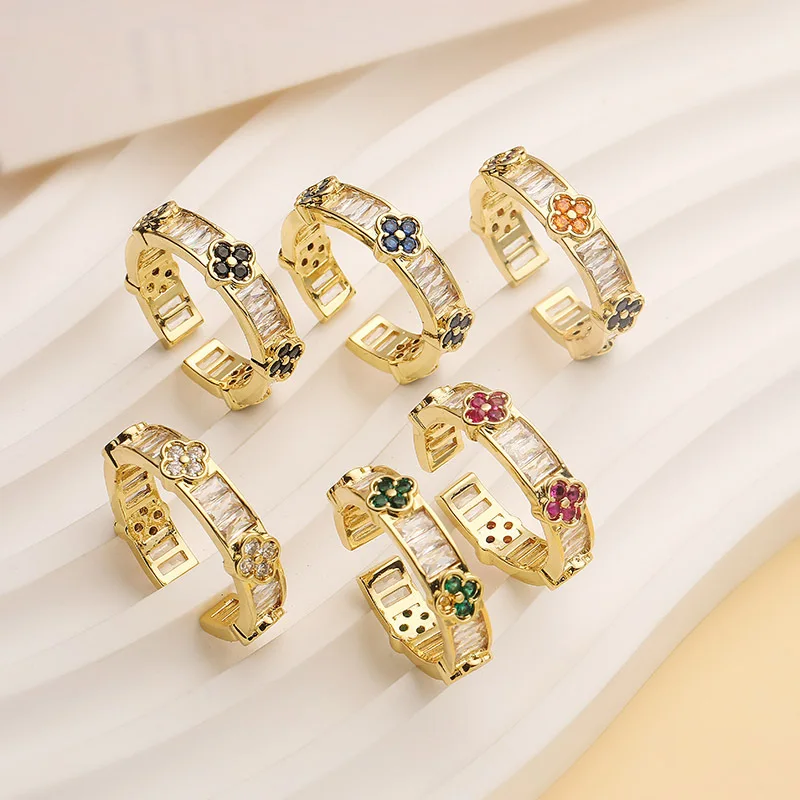 1pc High Quality Delicate Sweet Small Flower Four-Leaf Clover Ring Set with Zircon Opening Adjustable Jewellery
1pc High Quality Delicate Sweet Small Flower Four-Leaf Clover Ring Set with Zircon Opening Adjustable Jewellery