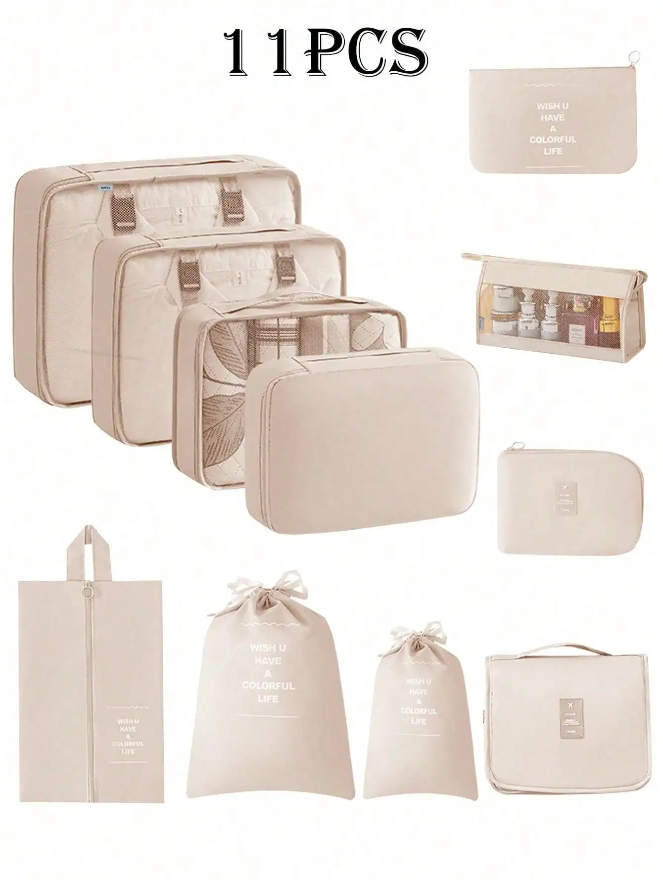 11pcs/Set Portable Travel Organizer Set, Includes Laundry Bag, Underwear Bag, Shoe & Sock Bag, Electronics Pouch, Drawstring Bag
11pcs/Set Portable Travel Organizer Set, Includes Laundry Bag, Underwear Bag, Shoe & Sock Bag, Electronics Pouch, Drawstring Bag
