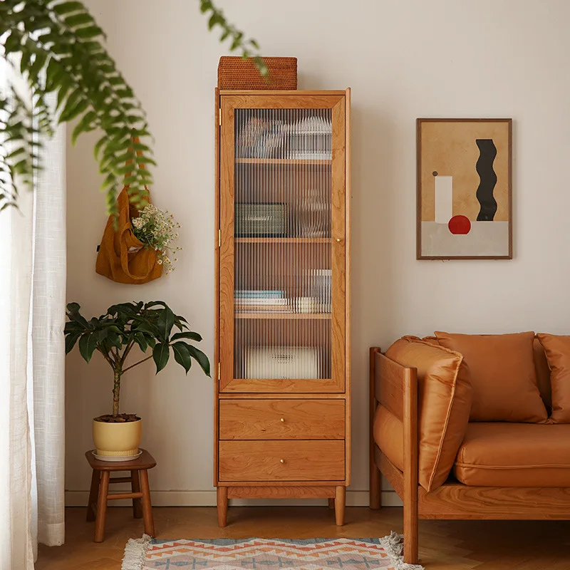 Cherry wood bookcase, all solid wood glass bookcase with door, locker, living room display cabinet
Cherry wood bookcase, all solid wood glass bookcase with door, locker, living room display cabinet