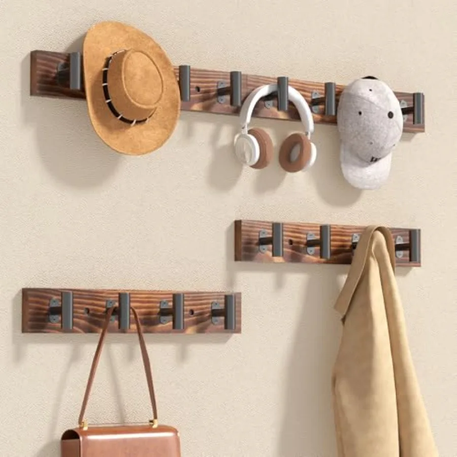 4 Pack Coat Rack Wall Mount, Rustic Coat Hooks Wall Mounted with 16 Metal Heavy Duty T Shaped Hooks, Pine Soild Wood Large Coat
4 Pack Coat Rack Wall Mount, Rustic Coat Hooks Wall Mounted with 16 Metal Heavy Duty T Shaped Hooks, Pine Soild Wood Large Coat
