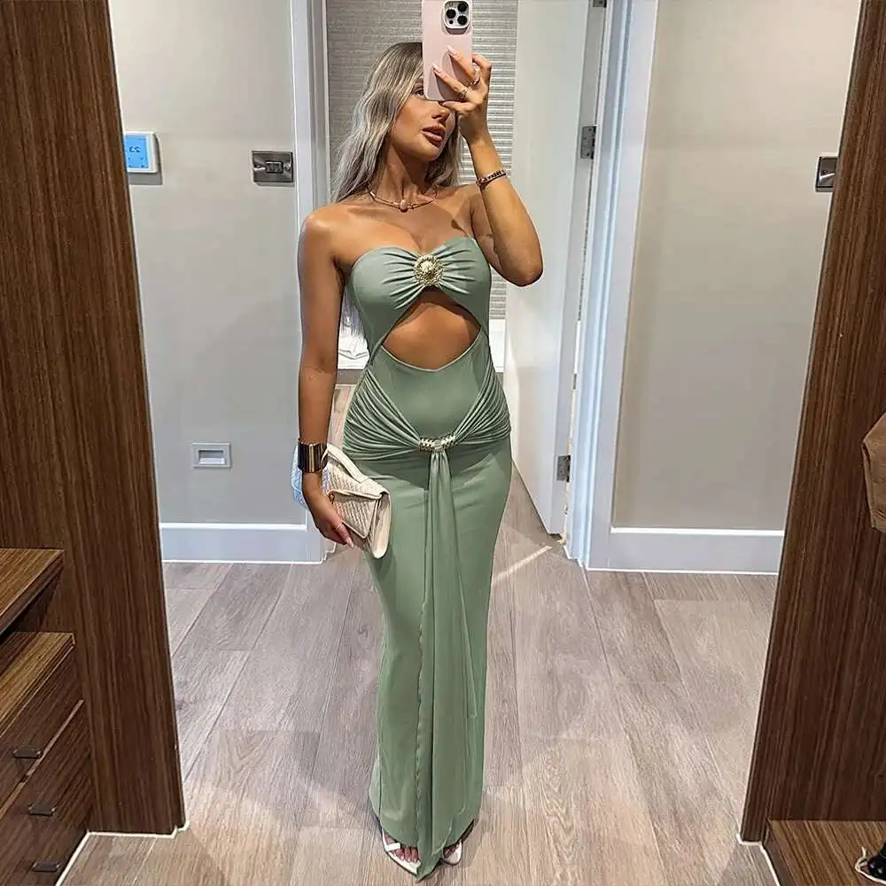 Summer New Sexy Strapless Hollow Out Long Dress Elegant Solid Color Waist-cinching Ribbon Dress Summer Dress Robe Vestido Women
Summer New Sexy Strapless Hollow Out Long Dress Elegant Solid Color Waist-cinching Ribbon Dress Summer Dress Robe Vestido Women