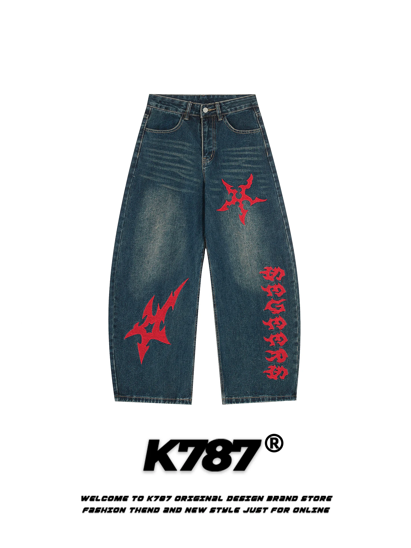 Retro American Totem Embroidery Wide Leg Jeans High Waist Loose Fit Casual Cotton Denim Knife Dragging on the und
Retro American Totem Embroidery Wide Leg Jeans High Waist Loose Fit Casual Cotton Denim Knife Dragging on the und