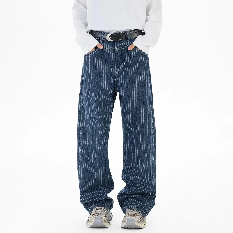 Trendy Blue Striped Blue Men's Jeans Spring New Side Seam Beaded Design Denim Long Pants Straight Loose Fit Trousers
Trendy Blue Striped Blue Men's Jeans Spring New Side Seam Beaded Design Denim Long Pants Straight Loose Fit Trousers