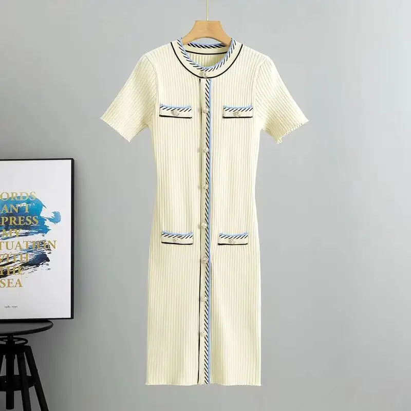 Summer Knitted Short Sleeved Fashionable Black/White Women's Skirt Dress Elegant Slim Dress for Women, S-XL!
Summer Knitted Short Sleeved Fashionable Black/White Women's Skirt Dress Elegant Slim Dress for Women, S-XL!