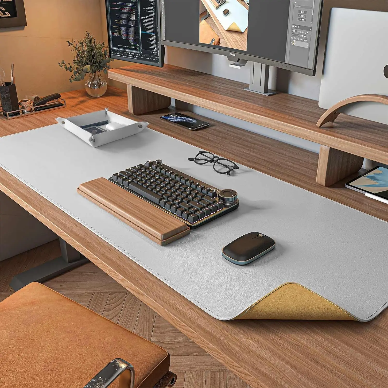Dual-Sided Mouse Pad, Natural Cork & PU Leather Large Desk Pad for Office and Home Work, Desk Protector Non-Slip, Waterproof
Dual-Sided Mouse Pad, Natural Cork & PU Leather Large Desk Pad for Office and Home Work, Desk Protector Non-Slip, Waterproof