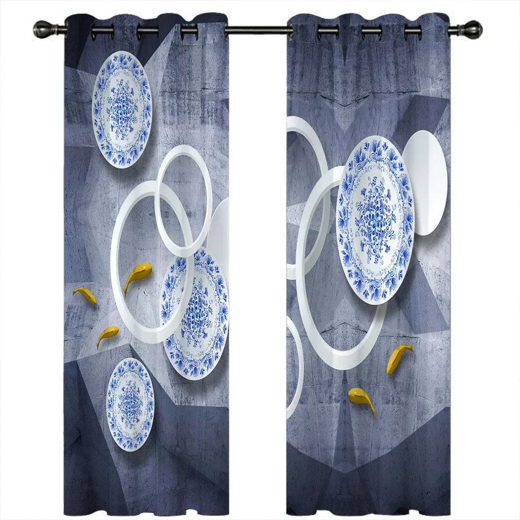 HUANZHUANG Curtains For Living Room Nordic Geometric Blue And White Porcelain Drop Thermal Insulated Eyelet Window Curtains
HUANZHUANG Curtains For Living Room Nordic Geometric Blue And White Porcelain Drop Thermal Insulated Eyelet Window Curtains