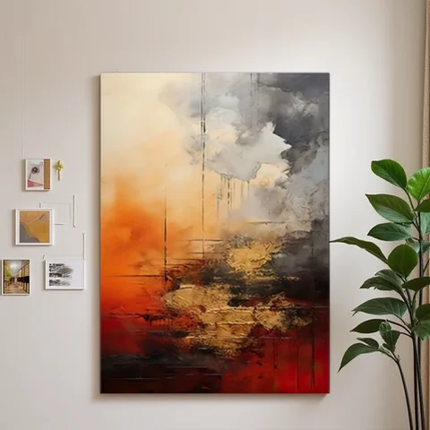 100% hand drawn abstract oil painting on canvas Modern Home Golden Line Wall Art Picture Large mural for living room decor paint