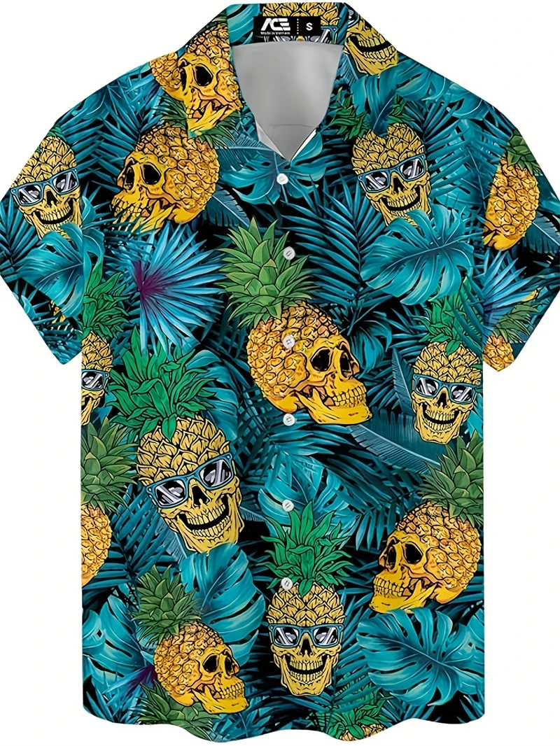 Hawaiian Men's Shirt Fashion Skull Pineapple 3D Printing Tee New Funny Fruit Summer Blouse Lapel Short Sleeves Shirts Y2k Tops
Hawaiian Men's Shirt Fashion Skull Pineapple 3D Printing Tee New Funny Fruit Summer Blouse Lapel Short Sleeves Shirts Y2k Tops