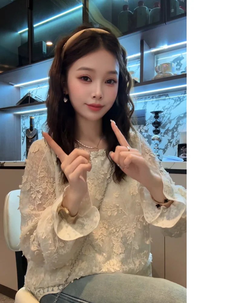 Xuanxuanchen Lace Base irt Long Sve Thi Autumn Winter Women's irt Princ Sve Breathable Skin-friendly French Sle
Xuanxuanchen Lace Base irt Long Sve Thi Autumn Winter Women's irt Princ Sve Breathable Skin-friendly French Sle
