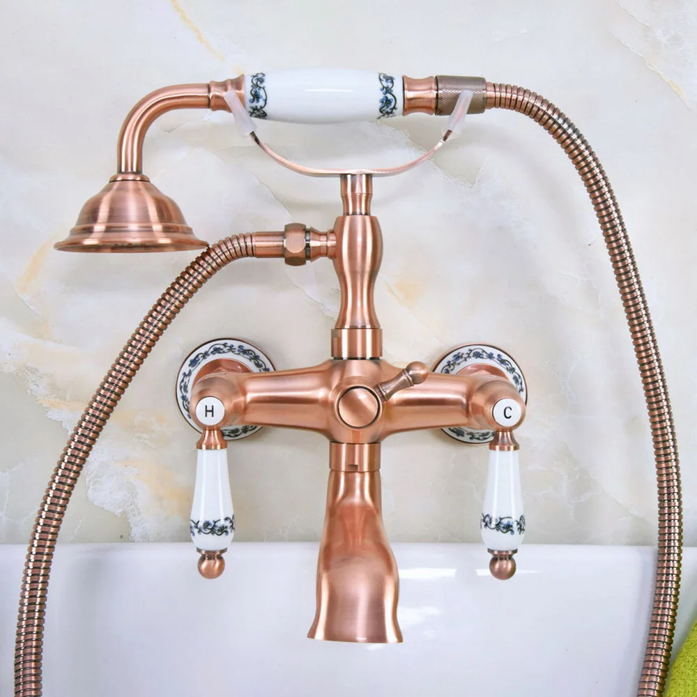 Antique Red Copper Double Handle Wall Mounted Bathroom Bath Tub Faucet Set with 1.5M Hand Held Shower Spray Mixer Tap 2na330
Antique Red Copper Double Handle Wall Mounted Bathroom Bath Tub Faucet Set with 1.5M Hand Held Shower Spray Mixer Tap 2na330
