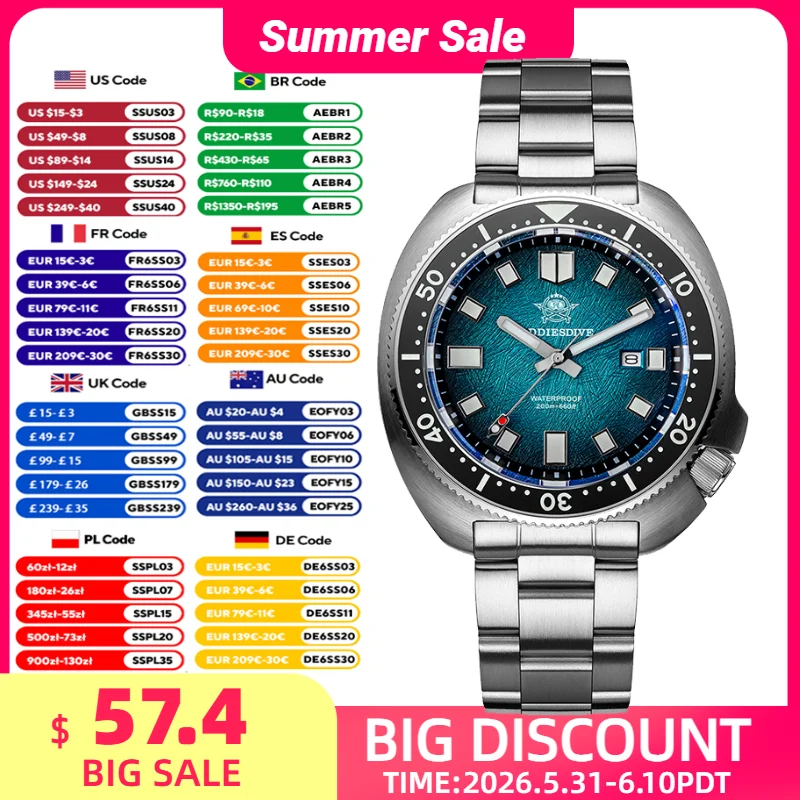 ADDIESDIVE Men's Quartz Dive Watch 41mm Waterproof 200m Super Luminous Sapphire Glass Watches For Man Ceramic Bezel Steel Watch
ADDIESDIVE Men's Quartz Dive Watch 41mm Waterproof 200m Super Luminous Sapphire Glass Watches For Man Ceramic Bezel Steel Watch