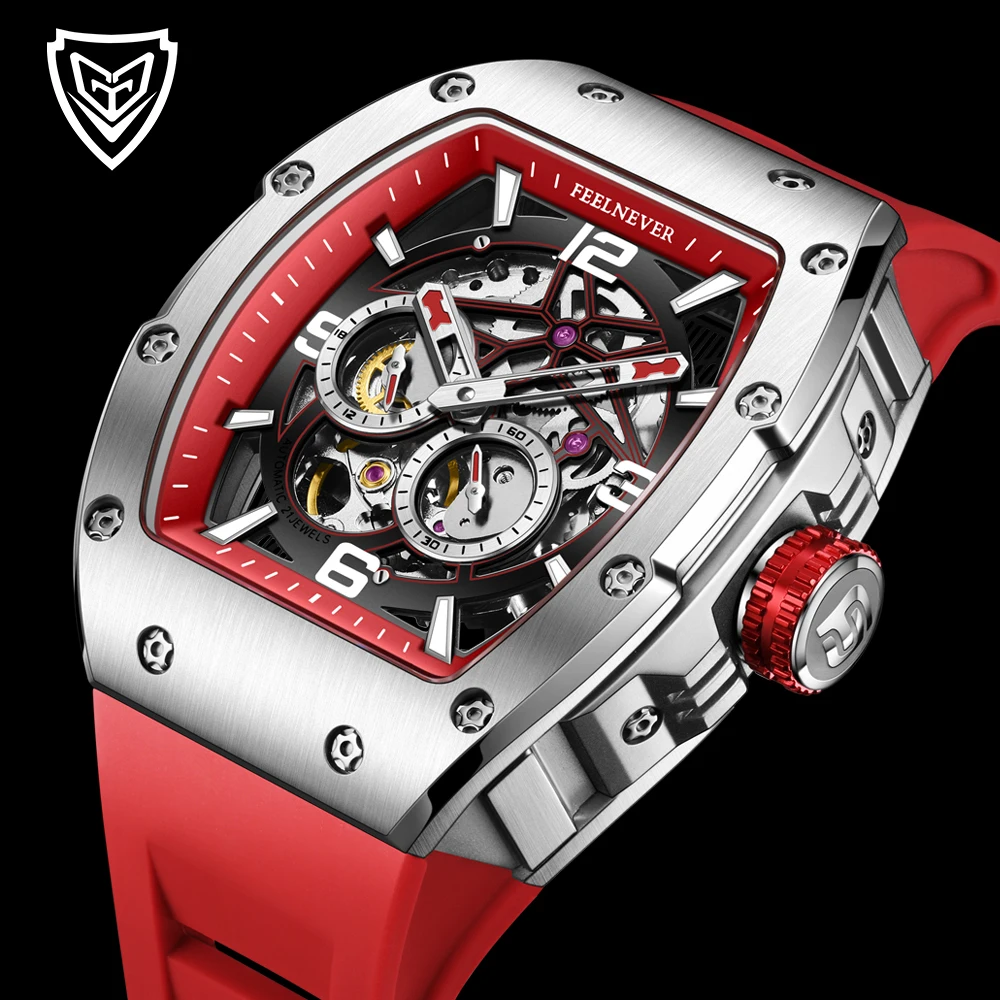 FeelNever Men Watch Brand Tonneau Automatic Mechanical Luminous Original Hollowing Out Movement Sapphire Independent Second Dial
FeelNever Men Watch Brand Tonneau Automatic Mechanical Luminous Original Hollowing Out Movement Sapphire Independent Second Dial