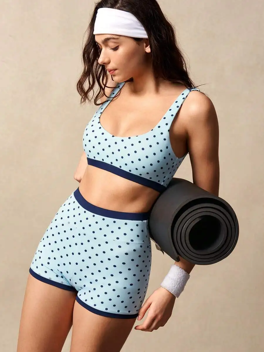Womens Polka Dot Sports Bra And Shorts Set
Womens Polka Dot Sports Bra And Shorts Set