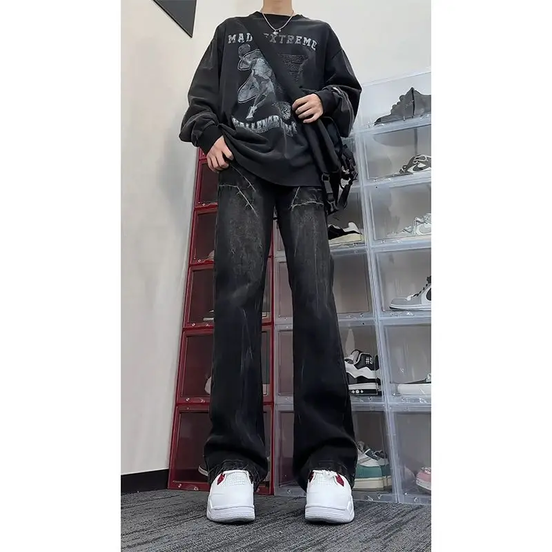 Black Men's Jeans Spring Summer New Style Lightning Crack Gradient Micro Flared Pants American Retro Wide Leg Jeans
Black Men's Jeans Spring Summer New Style Lightning Crack Gradient Micro Flared Pants American Retro Wide Leg Jeans