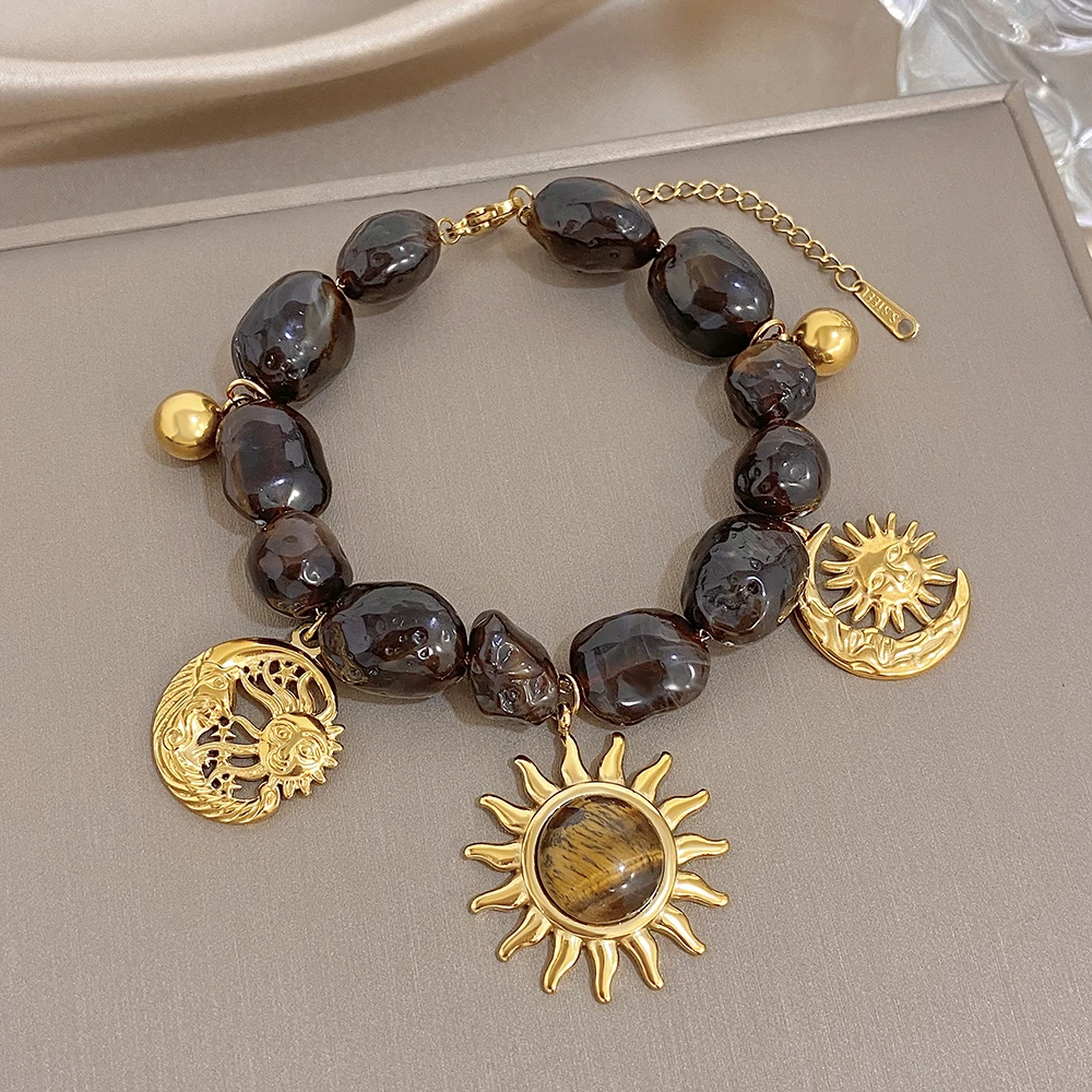 Irregular Natural Stone Stainless Steel Bracelet for Women Men Vintage Gold Color Sun Totem Charms Bracelets Jewelry Gifts
Irregular Natural Stone Stainless Steel Bracelet for Women Men Vintage Gold Color Sun Totem Charms Bracelets Jewelry Gifts