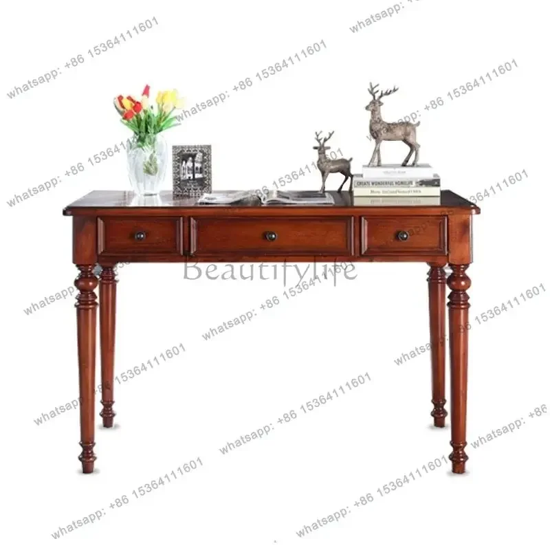 FG17American solid wood desk home retro office simple small apartment writing study table
FG17American solid wood desk home retro office simple small apartment writing study table