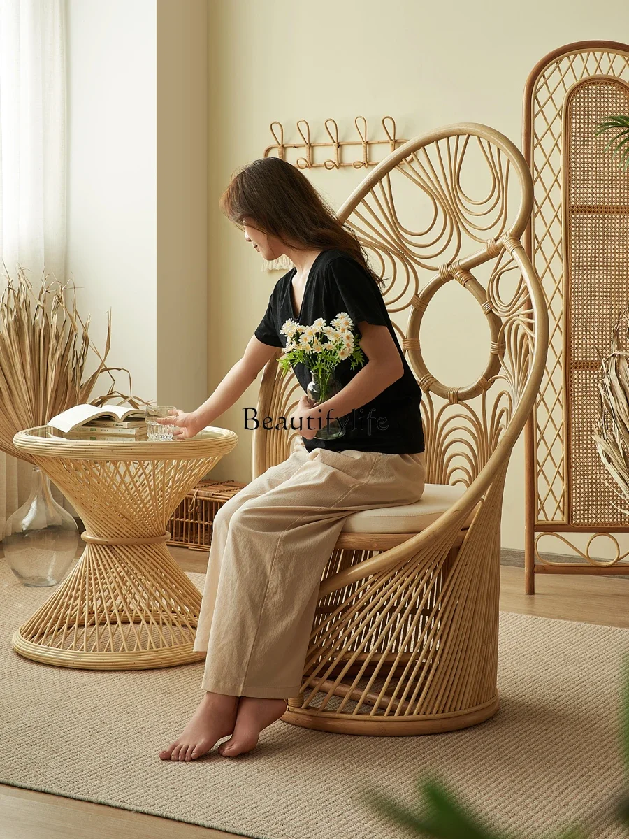 *Nordic retro natural Indonesian rattan chair handmade backrest rattan chair simple and modern 
*Nordic retro natural Indonesian rattan chair handmade backrest rattan chair simple and modern