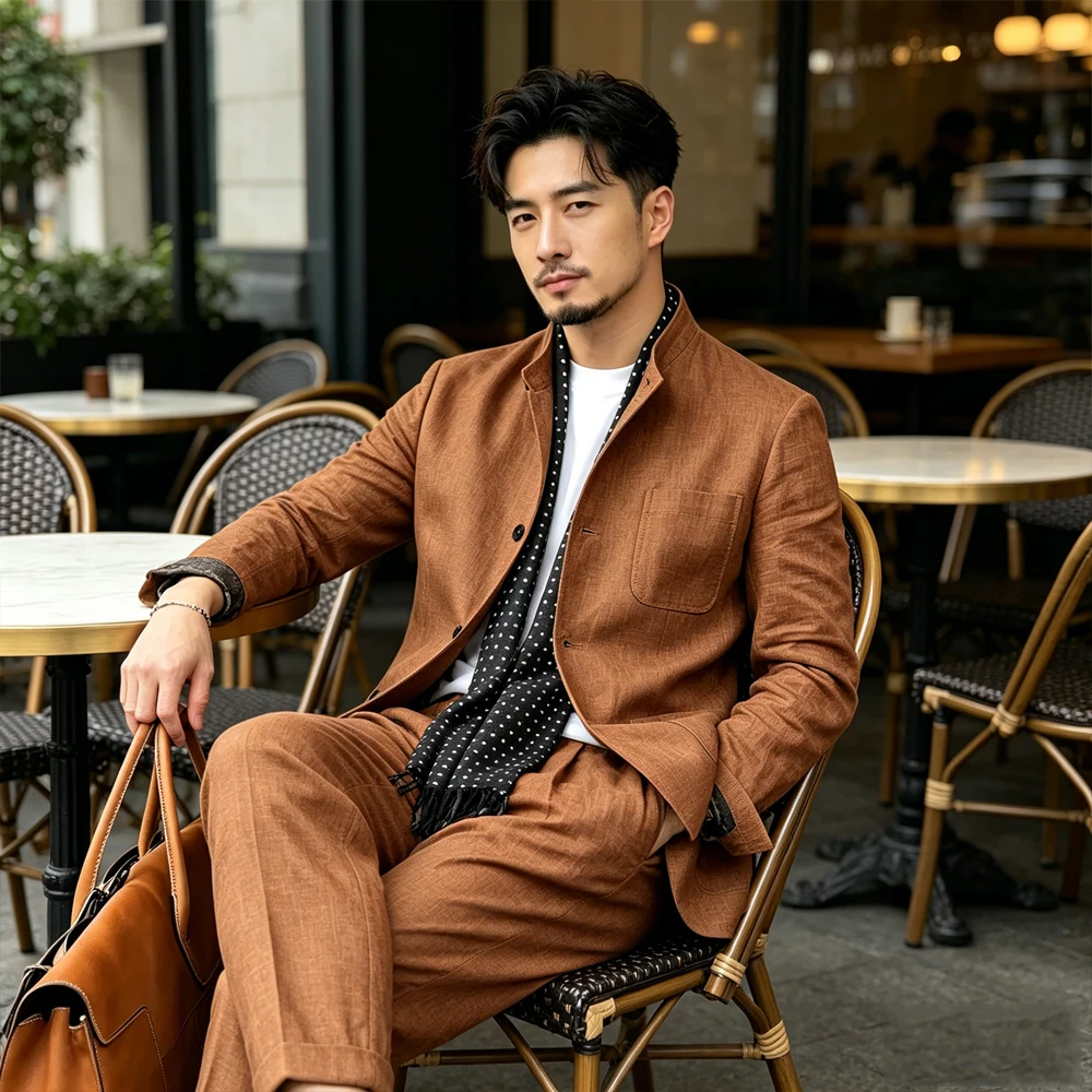 Men's Linen Blend 2 Piece Suit Set Stand Collar Breathable Casual Blazer Pants For Business Daily Wear
Men's Linen Blend 2 Piece Suit Set Stand Collar Breathable Casual Blazer Pants For Business Daily Wear