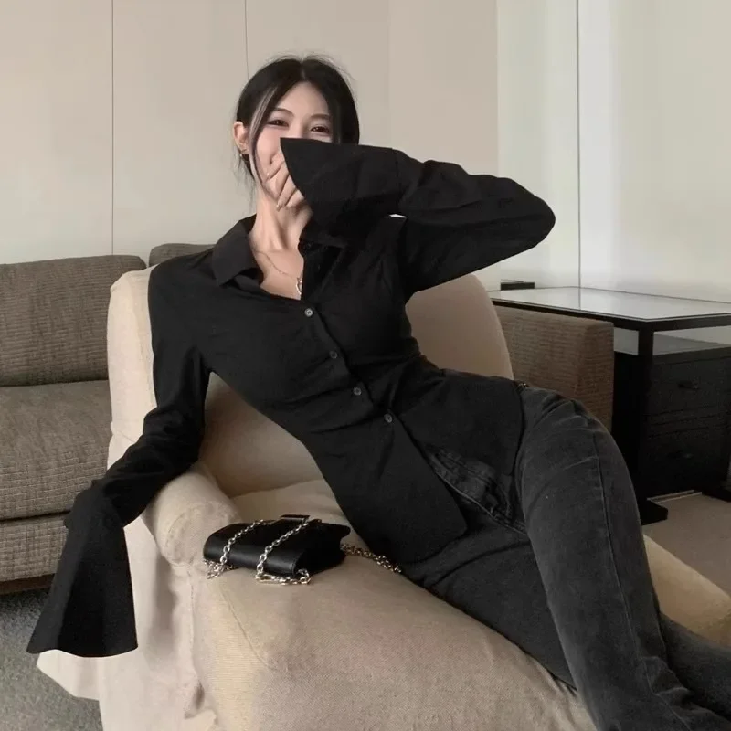 Fashion Women Bandage Shirts Korean All Match Streetwear Female Slim Blouse Spring Casual Flare Sleeve Shirt Single Breasted Top
Fashion Women Bandage Shirts Korean All Match Streetwear Female Slim Blouse Spring Casual Flare Sleeve Shirt Single Breasted Top