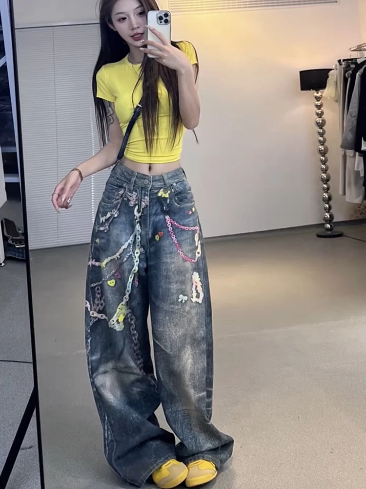 American Style High Waist Straight Leg Denim Jeans Women's New 2025 Heavy Embroidery Dyeing Graffiti Loose Wide Leg Long Pants
American Style High Waist Straight Leg Denim Jeans Women's New 2025 Heavy Embroidery Dyeing Graffiti Loose Wide Leg Long Pants