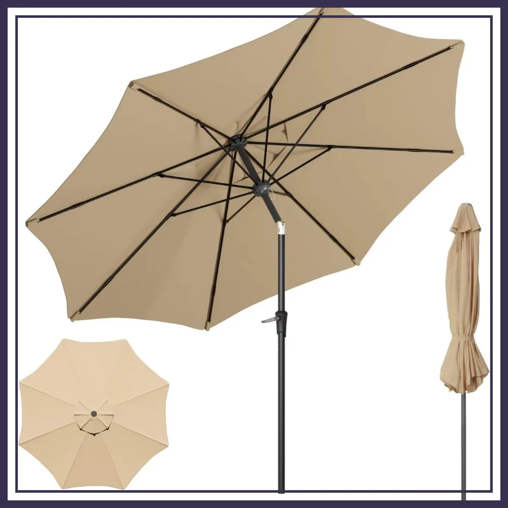 Outdoor Patio Umbrella with One Push Button Tilt and Crank, 8 Sturdy Ribs Market Umbrella
Outdoor Patio Umbrella with One Push Button Tilt and Crank, 8 Sturdy Ribs Market Umbrella